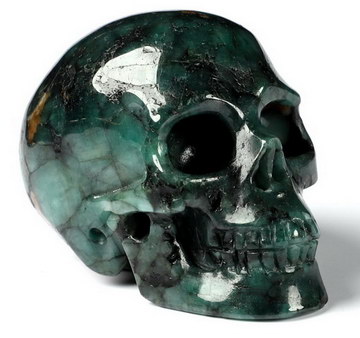Gemstone 2.0" Emerald Carved Crystal Skull,Realistic, Crystal Healing