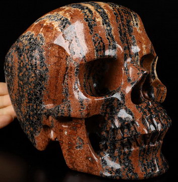 Lifesized 6.9" Brown Snowflake Carved Crystal skull,Realistic, Crystal Healing
