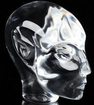 1.7" K9 Crystal Carved Fairy Elf Alien Crystal Skull Companion Sculpture, Crystal Healing