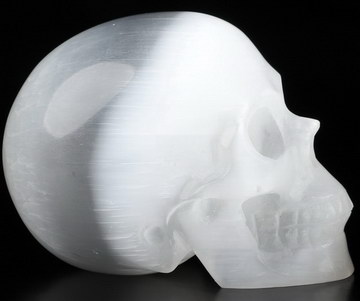 2.0" Selenite Carved Crystal Skull,Realistic, Crystal Healing