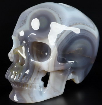 5.2" Premium Brazilian Agate Geode Carved Crystal Skull,Super Realistic, Crystal Healing
