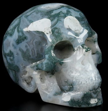2.0" Green Moss Agate Carved Crystal Skull,Realistic, Crystal Healing