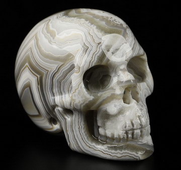 1.1" Crazy Lace Agate Carved Crystal Skull,Realistic, Crystal Healing
