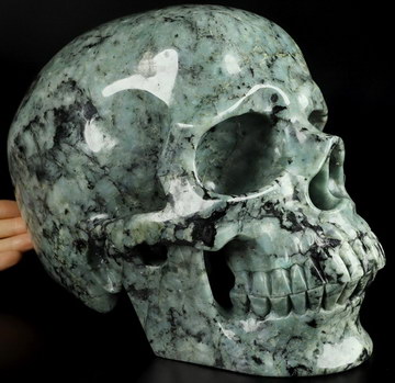 9.9" Emerald Carved Crystal Skull,Super Realistic, Crystal Healing