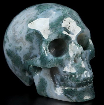 2.0" Green Moss Agate Carved Crystal Skull,Realistic, Crystal Healing