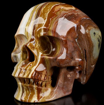 5.1" Three Colorful Agate Carved Crystal Skull,Super Realistic, Crystal Healing