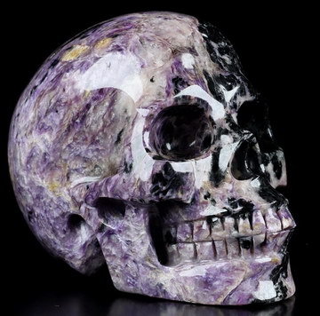 5.1" Russian Charoite Carved Crystal Skull,Realistic, Crystal Healing