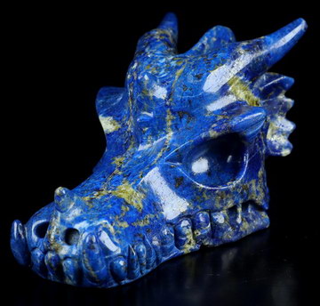 4.6" Lapis Lazuli Carved Crystal Dragon Skull, Crystal Healing
