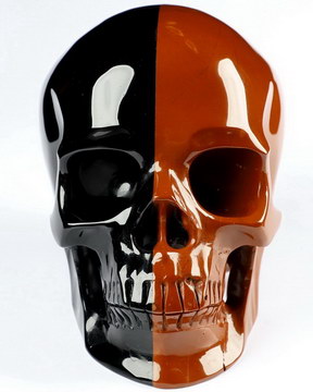5.0" Red Jasper & Black Obsidian Carved Crystal Skull,Super Realistic, Crystal Healing