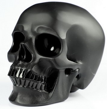 5.0" Frosted Black Obsidian Carved Crystal Skull,Super Realistic, Crystal Healing