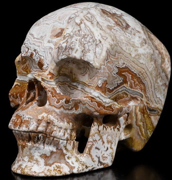 5.1" Crazy Lace Agate Carved Crystal Skull,Super Realistic, Crystal Healing