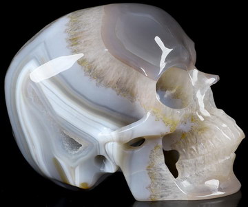 5.1" Premium Brazilian Agate Carved Crystal Skull,Super Realistic, Crystal Healing