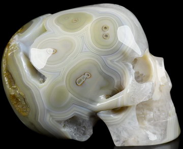 5.1" Premium Brazilian Agate Carved Crystal MH Skull Replica, Crystal Healing