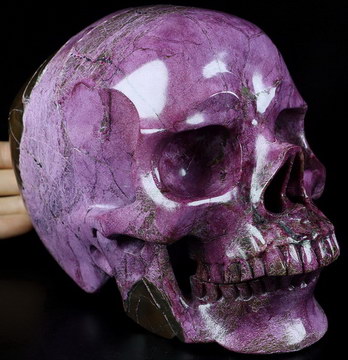 Gemstone Lifesized 7.5" Stichtite and Serpentine Carved Crystal Skull,Super Realistic, Crystal Healing
