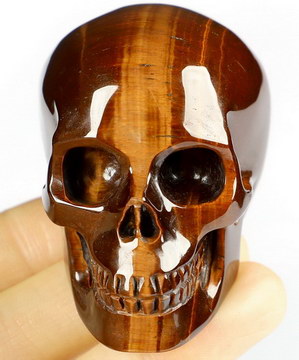 2.0" Red Tiger's Eye Carved Crystal Skull,Realistic, Crystal Healing