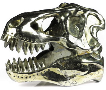 5.2" Pyrite Carved Crystal Tyrannosaurus/dinosaur Skull, Crystal Healing
