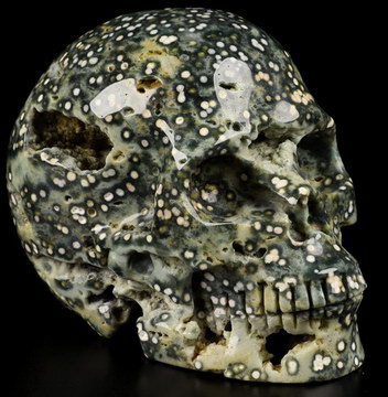 3.0" Ocean Jasper Hand Carved Crystal Skull, Realistic, Crystal Healing