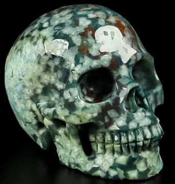 4.1" Indian Agate Hand Carved Crystal Skull, Realistic, Crystal Healing