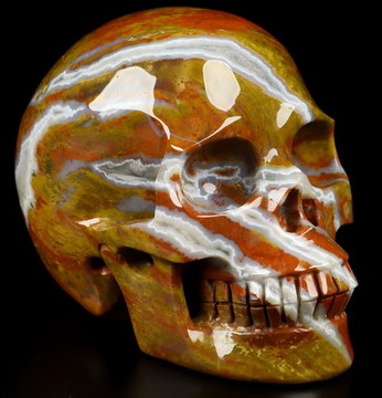 4.1" Indian Agate Hand Carved Crystal Skull, Realistic, Crystal Healing