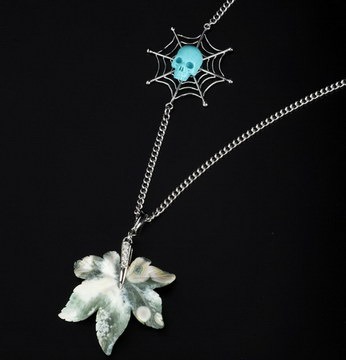 Ocean Jasper & Turquoise Hand Carved Crystal Skull Necklace, Skull Jewelry