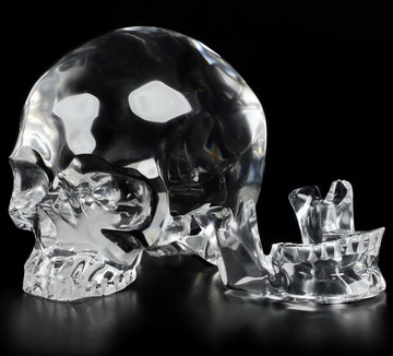 6.1" K9 Crystal Hand Carved Crystal Detachable Skull Sculpture, Crystal Healing