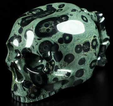 6.8" Kambaba Jasper Hand Carved Crystal Skull Cup, Crystal Healing