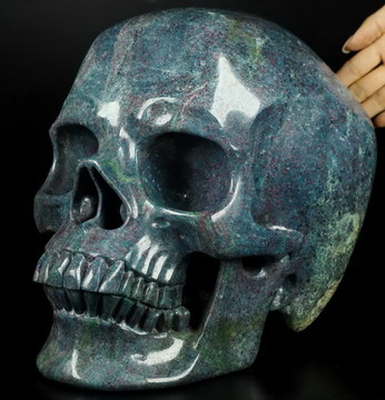 70.2LB Titan 12.6" Ruby Kyanite Hand Carved Crystal Skull, Crystal Healing