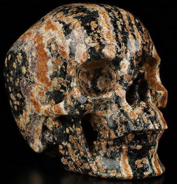 5.0" Snowflake Obsidian Hand Carved Crystal Skull, Super Realistic, Crystal Healing