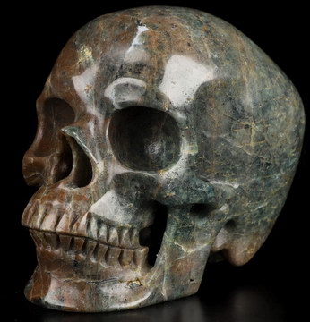 5.0" Blue Apatite Hand Carved Crystal Skull, Super Realistic, Crystal Healing