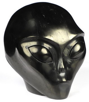 4.1" Jet Star Being Female Alien Crystal Skull Companion, Hand Carved Gemstone Fine Art Sculpture, Reiki Healing Stone Statue