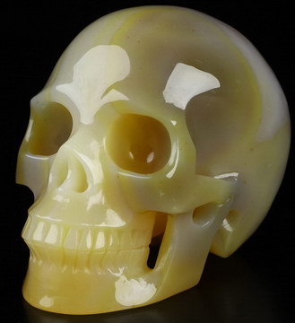 4.0" Premium Brazilian Agate Hand Carved Crystal Skull, Realistic, Crystal Healing