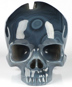 4.6" Premium Brazilian Agate Hand Carved Crystal Skull, Super Realistic, Crystal Healing