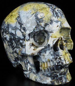 Super Realistic! Lifesized 6.4" Blue Ocean Agate Hand Carved Crystal Skull, Crystal Healing