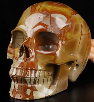 Lifesized 6.8" Red Noreena Jasper Hand Carved Crystal Skull, Realistic, Crystal Healing