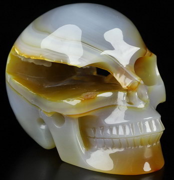 4.1" Agate Hand Carved Crystal Skull, Realistic, Crystal Healing
