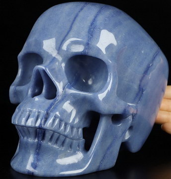 Super Realistic! Lifesized 6.9" Blue Aventurine Hand Carved Crystal Skull, Crystal Healing
