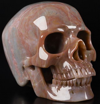 5.2" Indian Agate Hand Carved Crystal Skull, Super Realistic, Crystal Healing