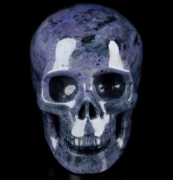 1.8" Royal Dumortierite Hand Carved Crystal Skull, Realistic, Crystal Healing