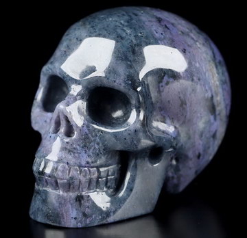 1.8" Royal Dumortierite Hand Carved Crystal Skull, Realistic, Crystal Healing