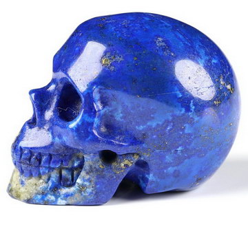 Gemstone 1.6" Lapis Lazuli Hand Carved Crystal Skull, Realistic, Crystal Healing