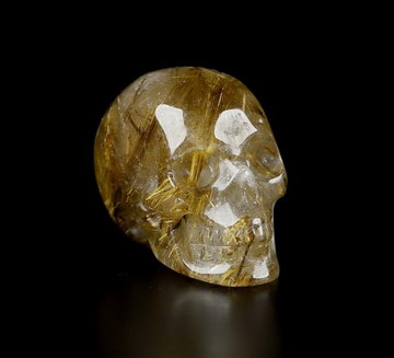 Gemstone 0.7" Rutilated Quartz Rock Crystal Hand Carved Crystal Skull, Realistic, Crystal Healing