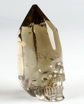 2.6" Smoky Quartz Rock Crystal Hand Carved Crystal Skull Fine Art Sculpture, Crystal Healing