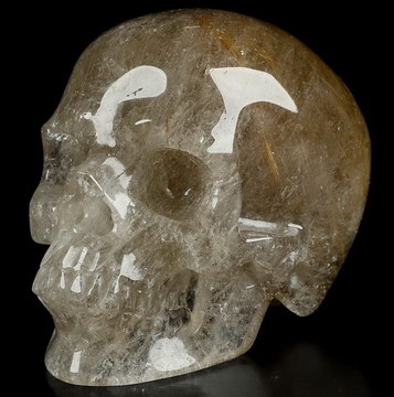 Gemstone 3.1" Rutilated Quartz Rock Crystal Hand Carved Crystal Skull, Super Realistic, Crystal Healing