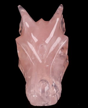 2.4" Rose Quartz Hand Carved Crystal Dragon Skull Sculpture, Crystal Healing