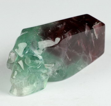 3.5" Fluorite Hand Carved Crystal Skull Fine Art Sculpture, Crystal Healing