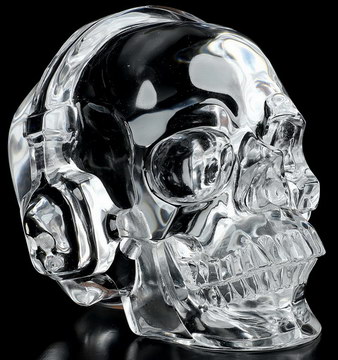 4.7" K9 Crystal Hand Carved DJ Crystal Skull Sculpture, Crystal Healing