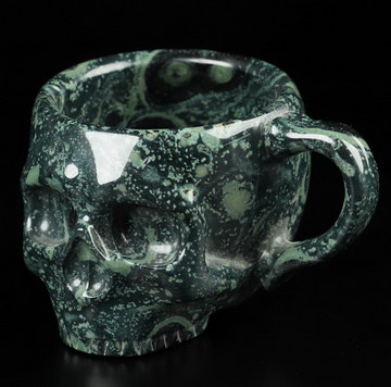 3.1" Kambaba Jasper Hand Carved Crystal Skull Espresso Cup 2 OZ, Crystal Healing