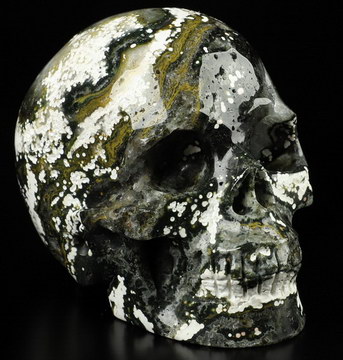 4.0" Ocean Jasper Hand Carved Crystal Skull, Realistic, Crystal Healing