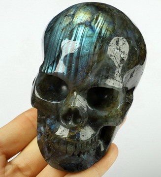 3.5" Labradorite Hand Carved Crystal Skull, Realistic, Crystal Healing