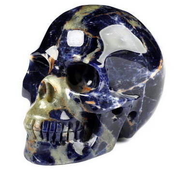 3.5" Sodalite Hand Carved Crystal Skull, Realistic, Crystal Healing